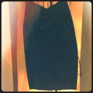 Navy Blue Suede Pencil Skirt